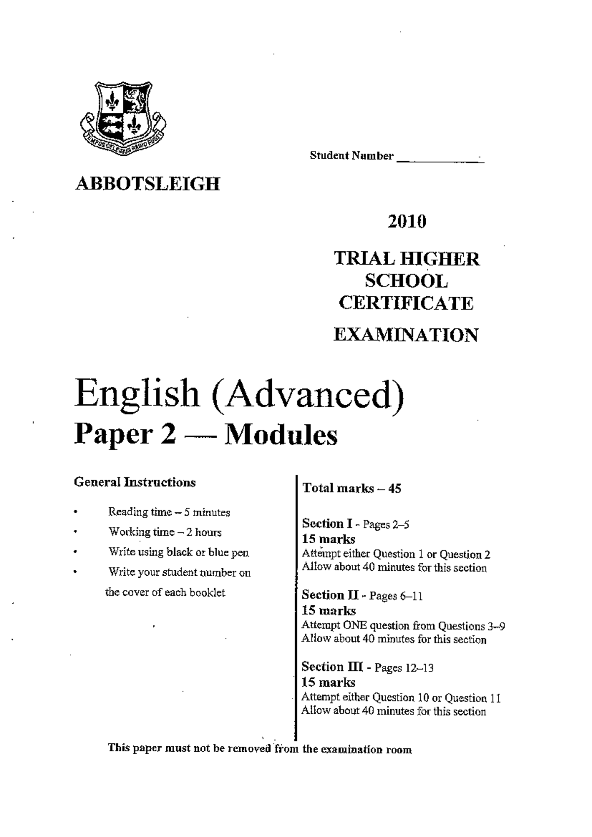 English Trial Paper 2 Advanced - TEMPUS FUGIY CELEANS RADIO Student ...