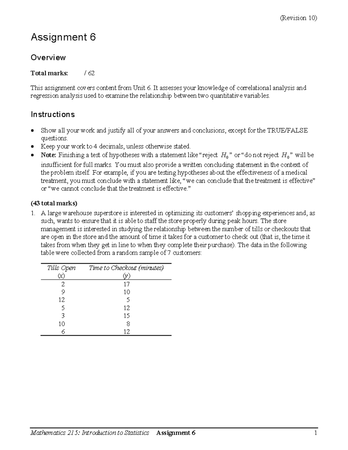 Assignment 06 final - self-test - (Revision 10) Assignment 6 Overview ...