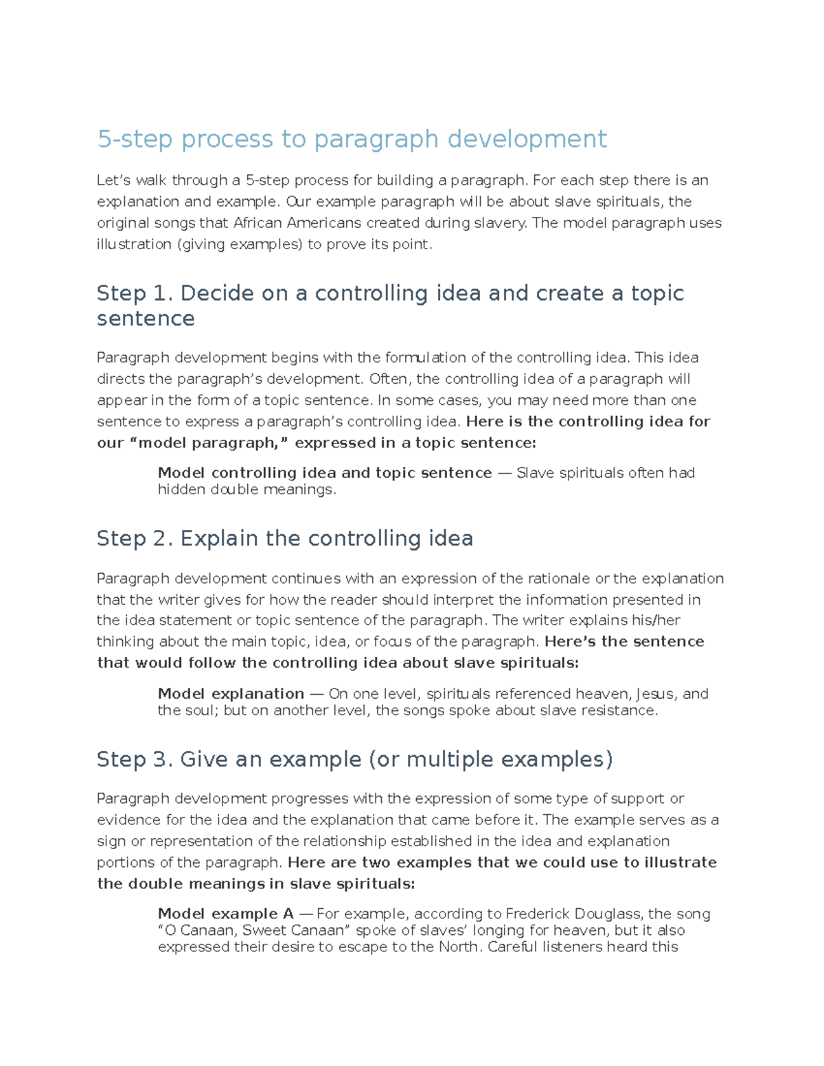 5 step paragraph - 5-step process to paragraph development Let’s walk ...