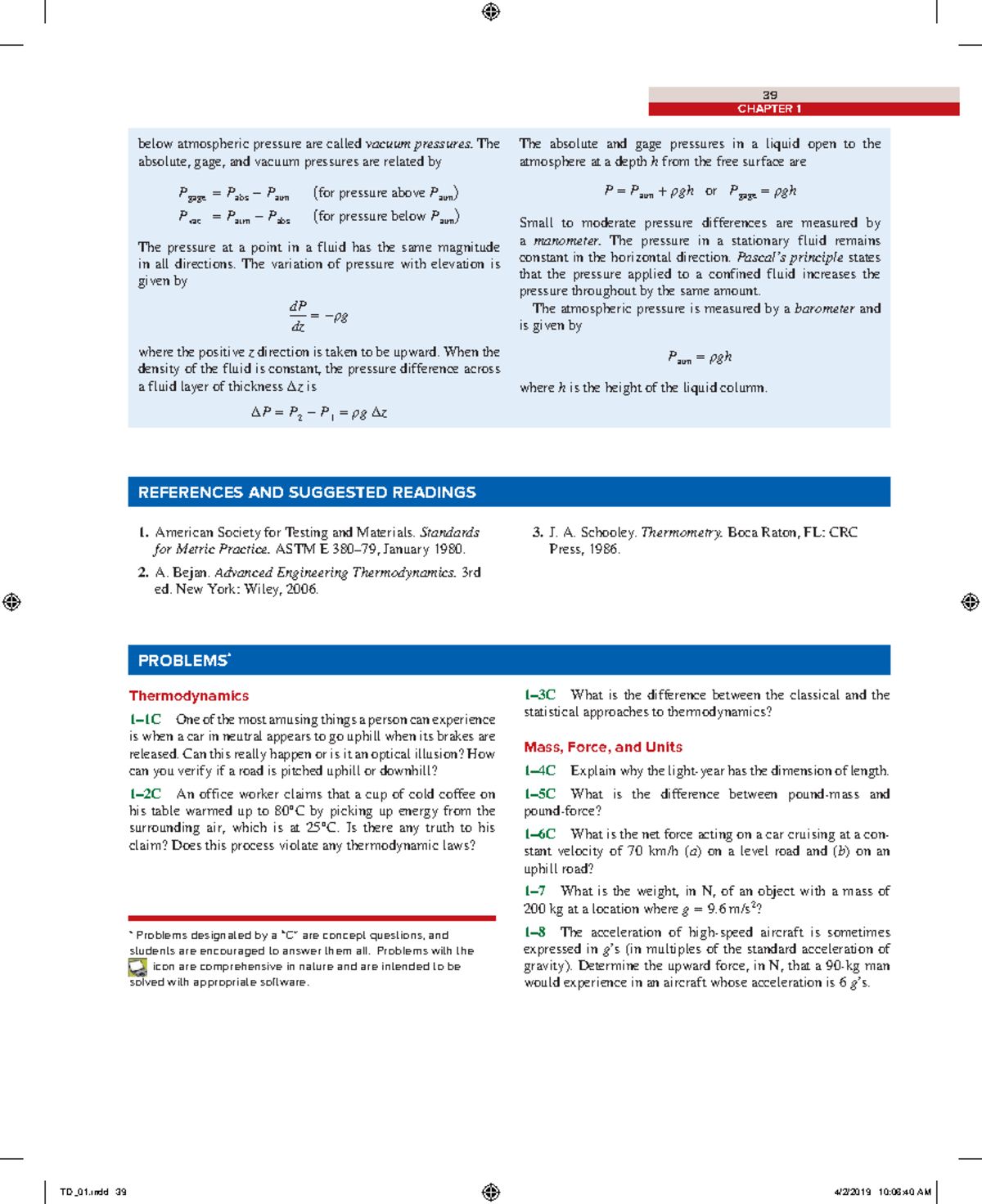 Ch1 연습문제 111 CHAPTER 1 below atmospheric pressure are called vacuum