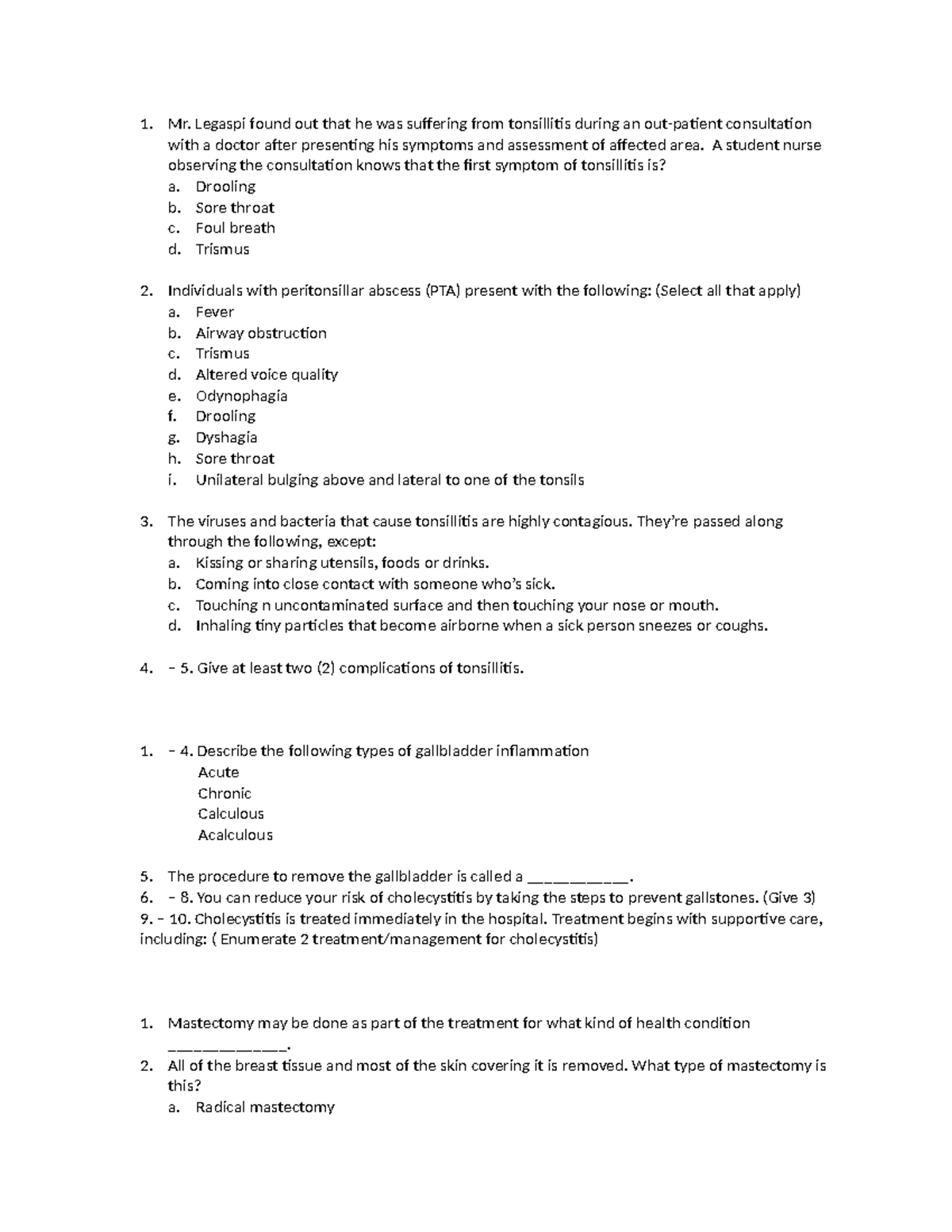 Quiz 2nd shifting OPD - notes only - 1. Mr. Legaspi found out that he ...