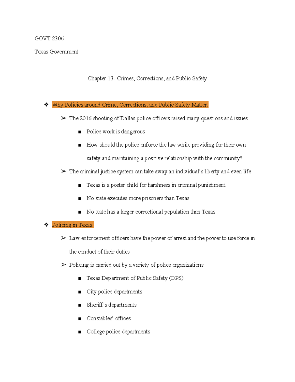 GOVT 2306- Chapter 13 - GOVT 2306 Texas Government Chapter 13- Crimes ...