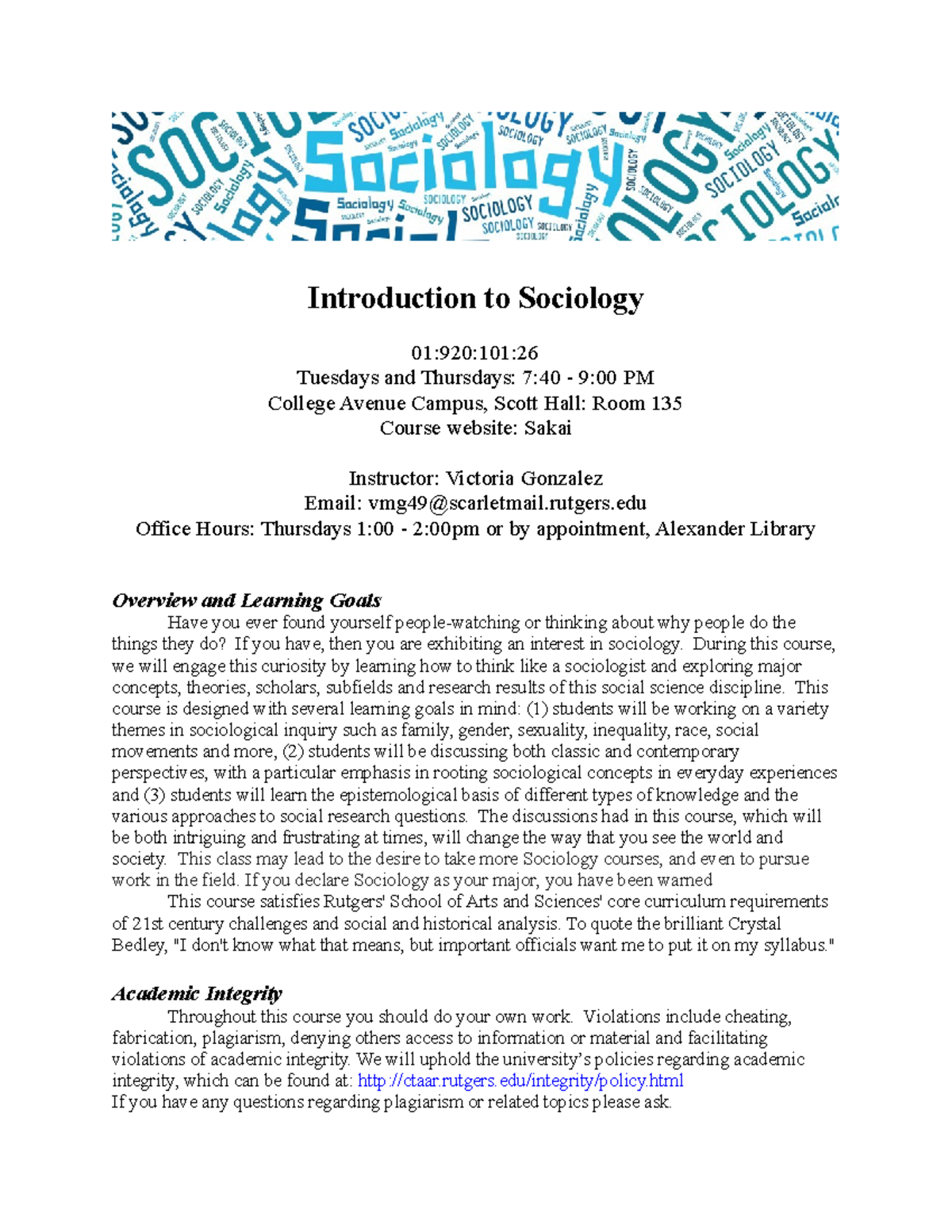 Introduction to sociology syllabus introduction to sociology 01 920 