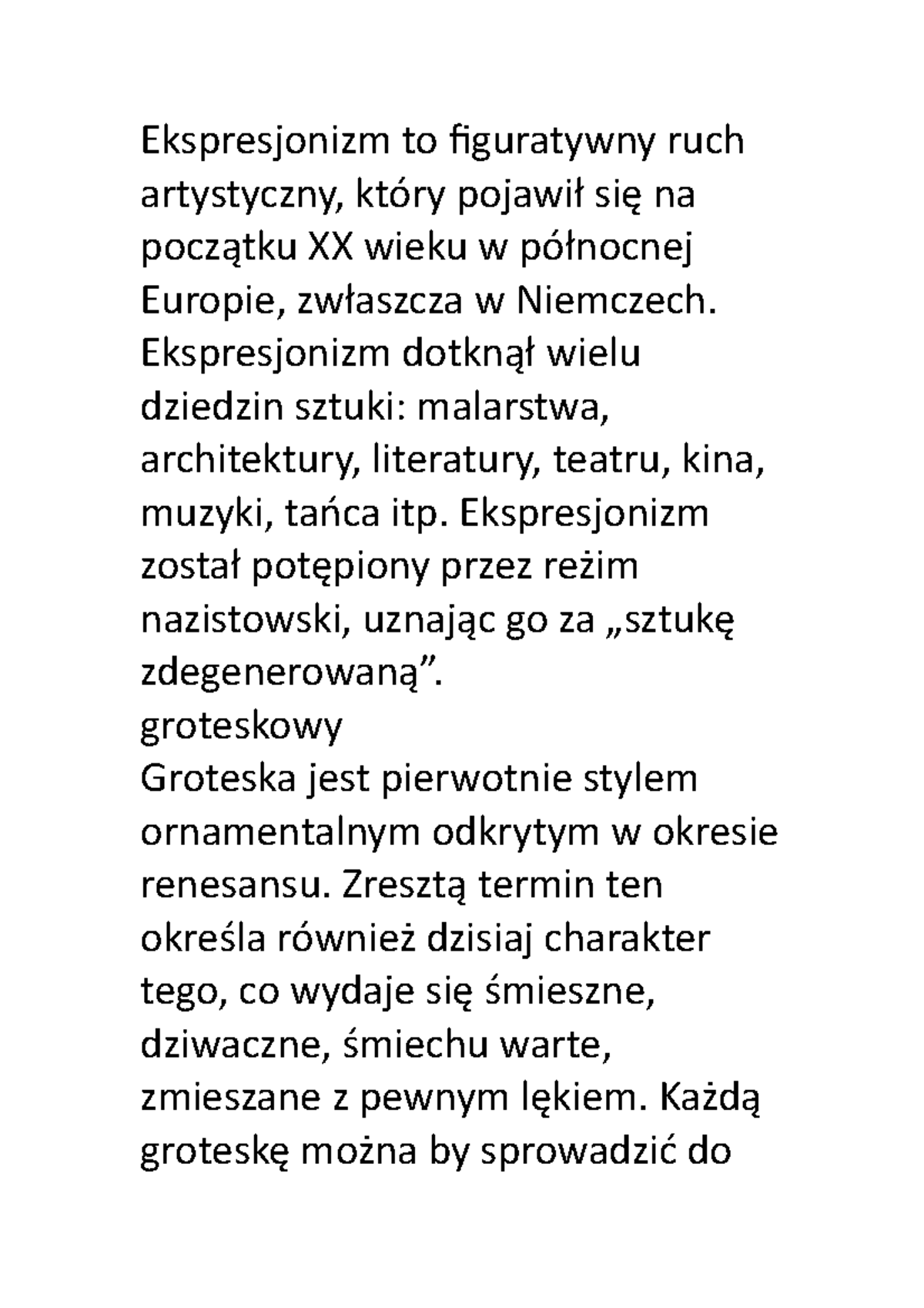 Zajęcia i różne informacje - Ekspresjonizm to figuratywny ruch
