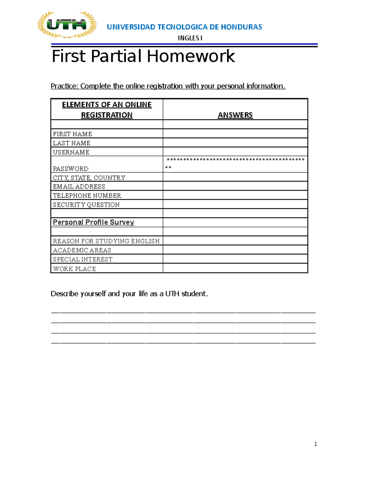 Homework-1st Partial - MODULOS - INGLES I First Partial Homework ...
