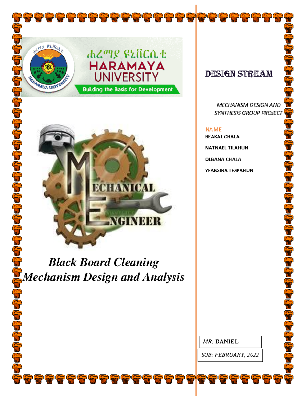 Blackboard cleaning mechanism assignment Black Board Cleaning Mechanism Design and Analysis