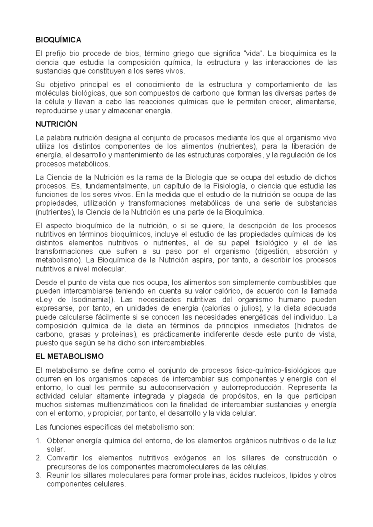 Bioquímica DE LA Nutrición - BIOQUÍMICA El prefijo bio procede de bios ...