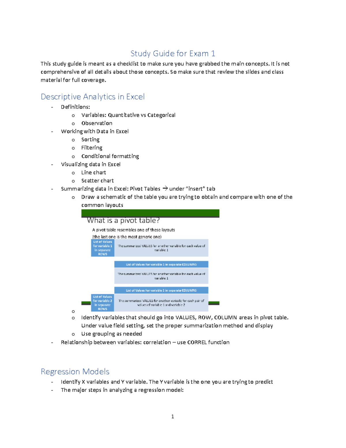 Exam 1 Study Guide - Study Guide For Exam 1 This Study Guide Is Meant ...