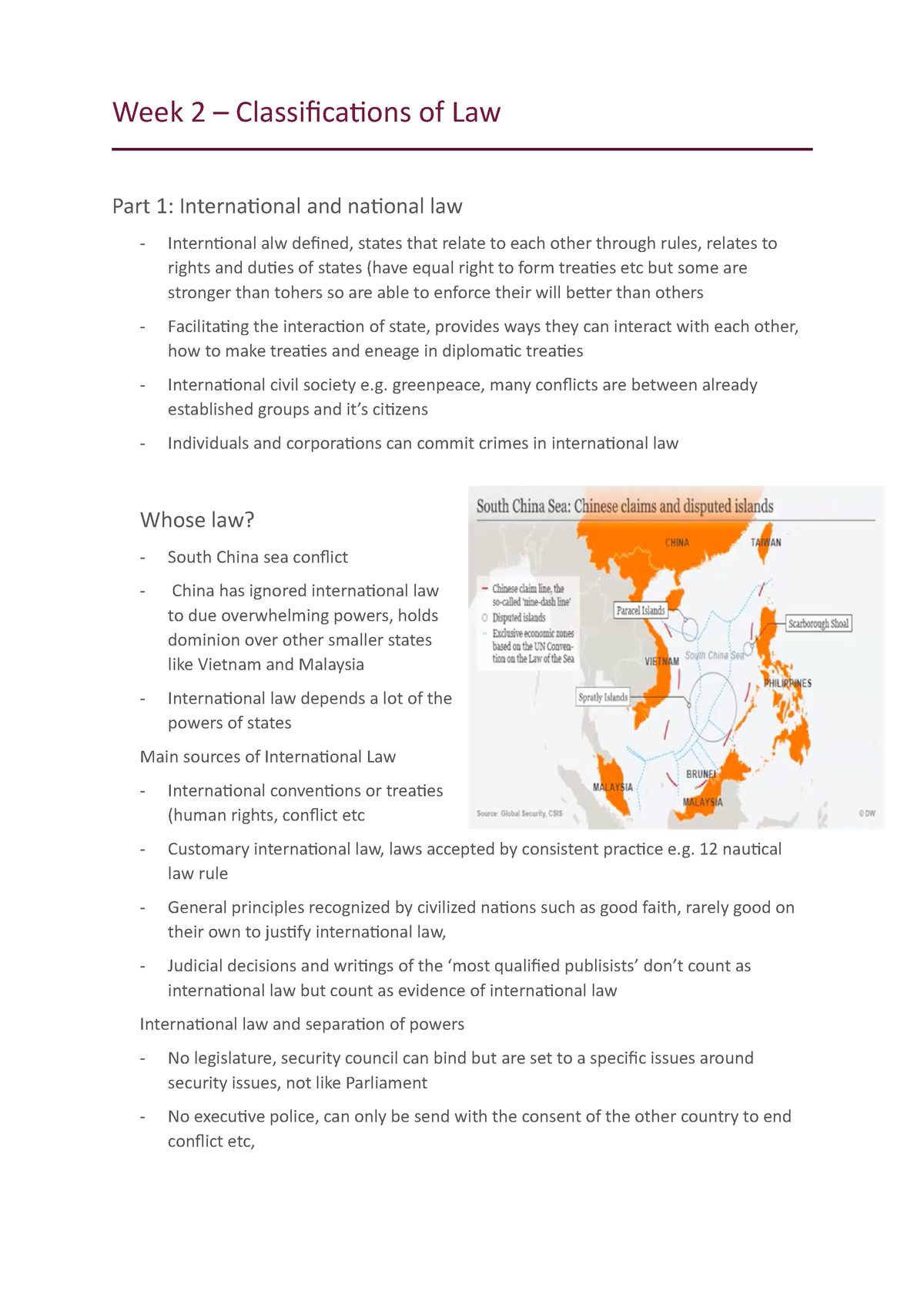 Week Classifications Of Law Week Classifications Of Law Part International And