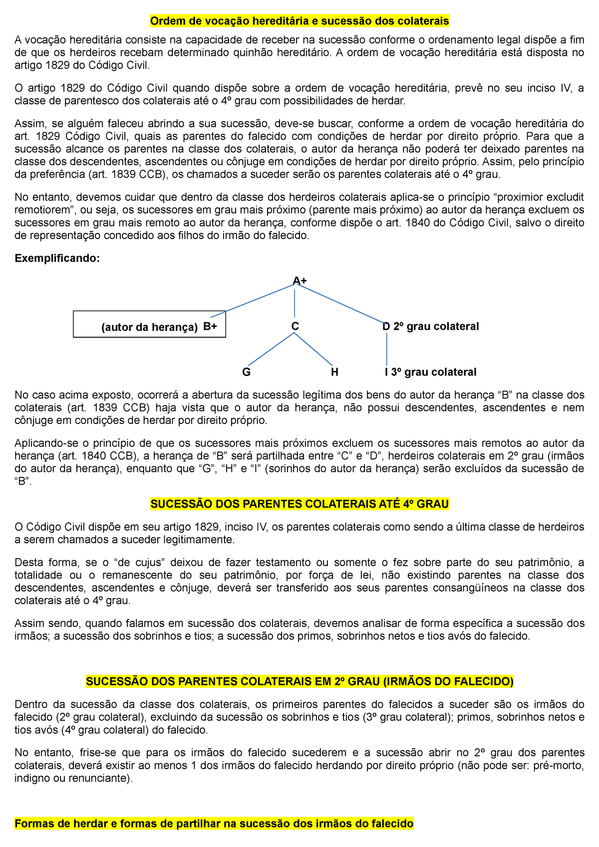 Ordem De Vocação Hereditária E Sucessão Dos Colaterais Ordem De E Dos Colaterais A Consiste Na 7201