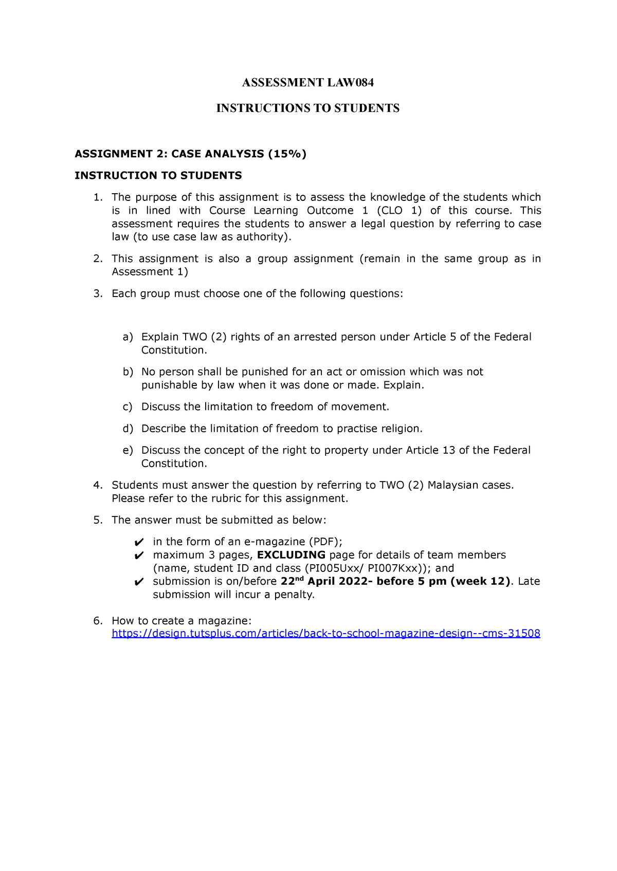 Instruction FOR CASE Analysis ASSESSMENT LAW INSTRUCTIONS TO STUDENTS   Thumb 1200 1695 