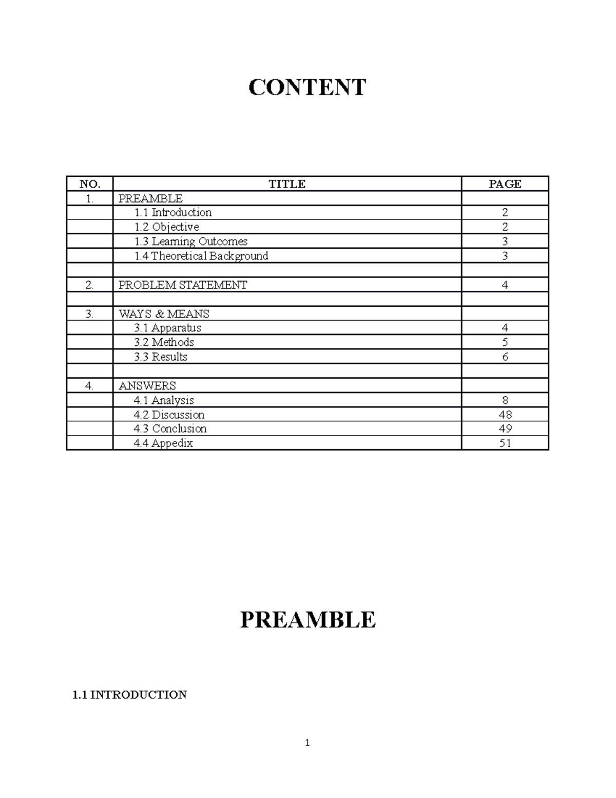 Experiment on portal frame - CONTENT NO. 1. PREAMBLE TITLE PAGE 1 ...