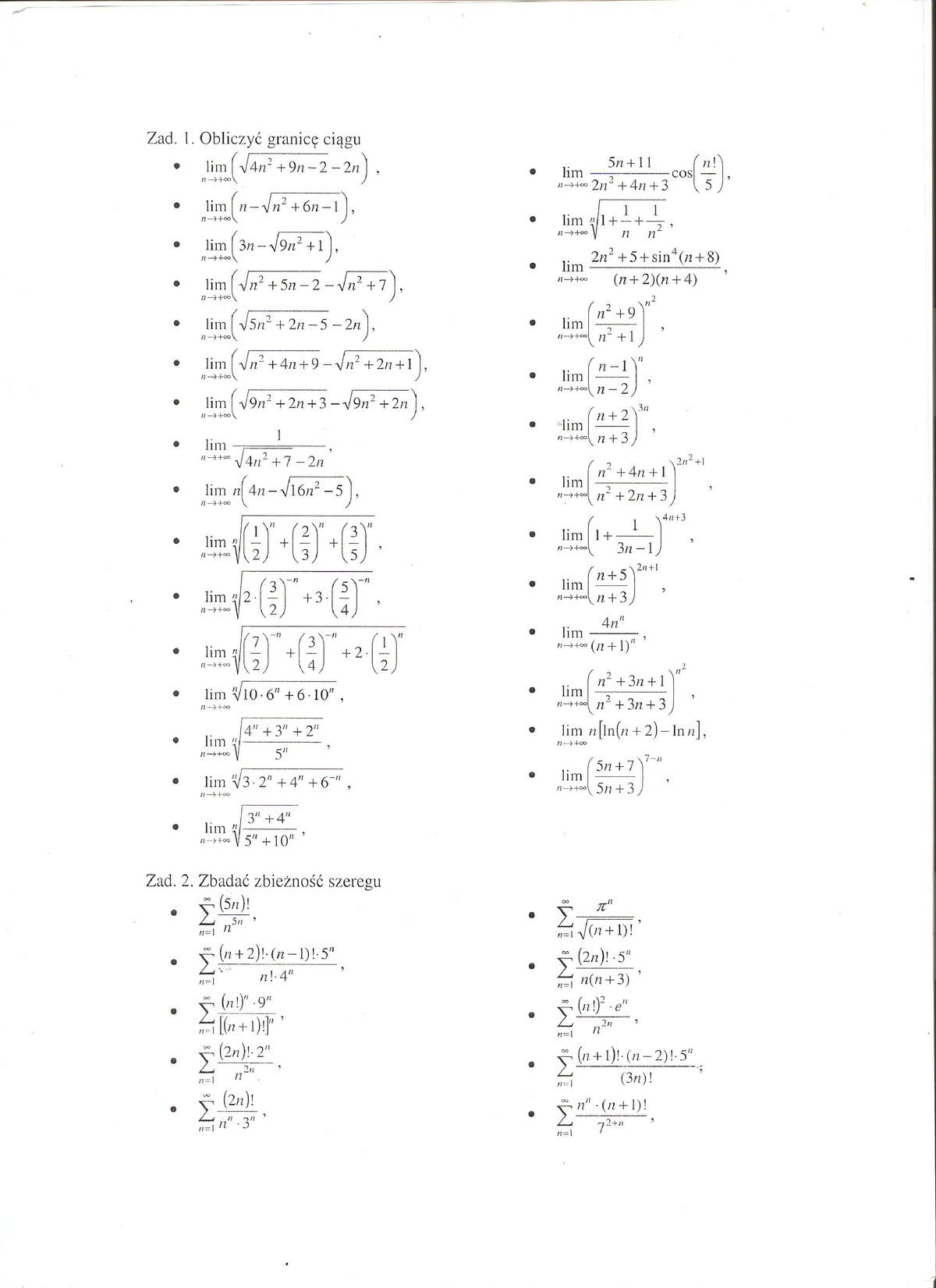 Analiza Matematyczna Zadania - Studocu