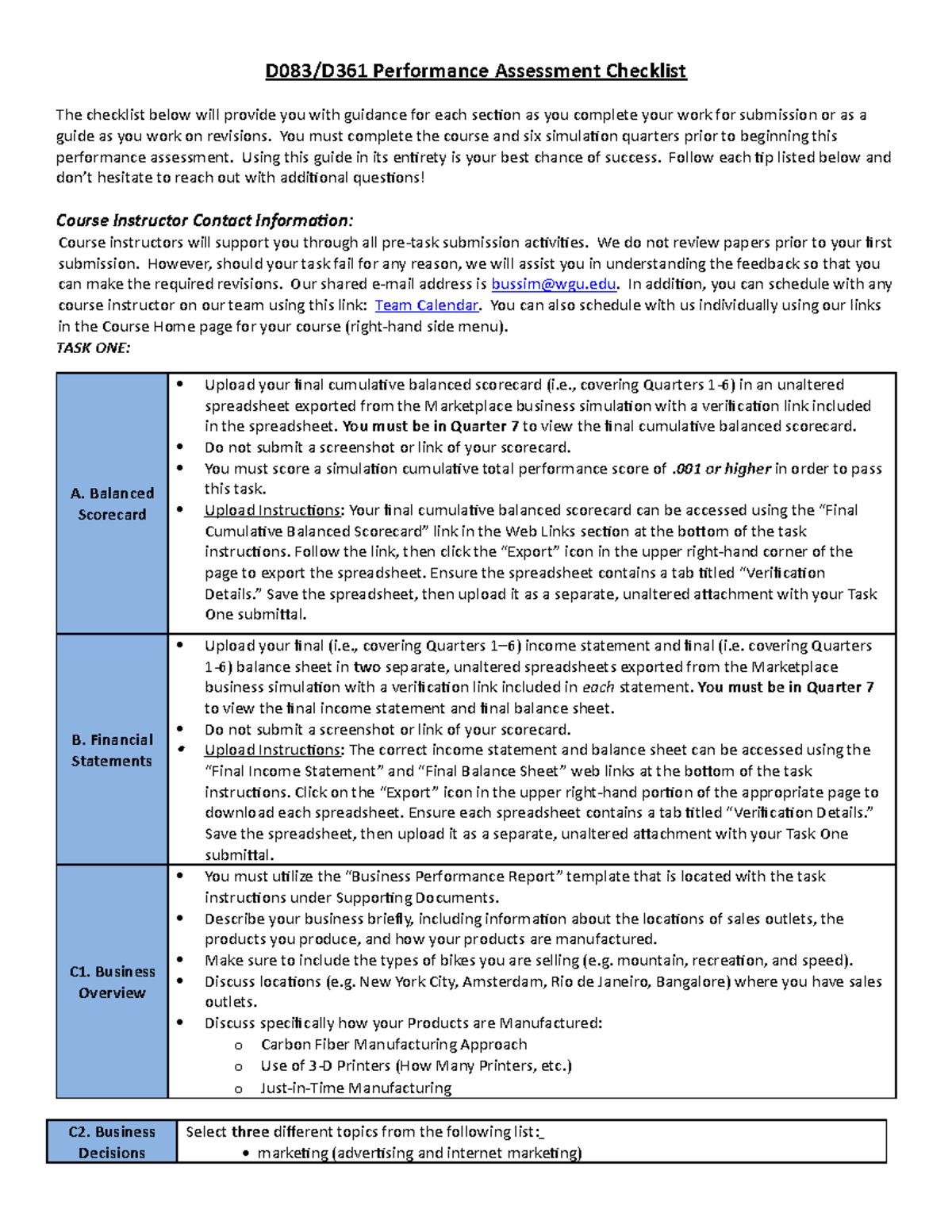 D083-D361 PA Checklist - D083/D361 Performance Assessment Checklist The ...