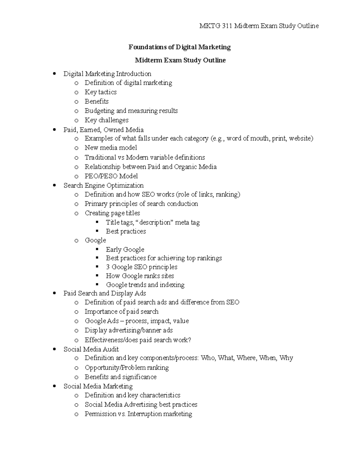 MKTG 311 Midterm Study Guide - MKTG 311 - American University - Studocu