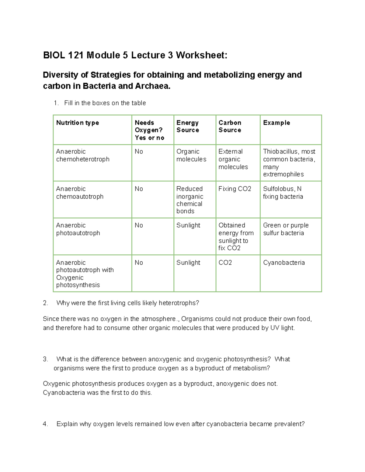 BIOL 121 Module 5 Lecture 3 Worksheet - BIOL 121 Module 5 Lecture 3 ...