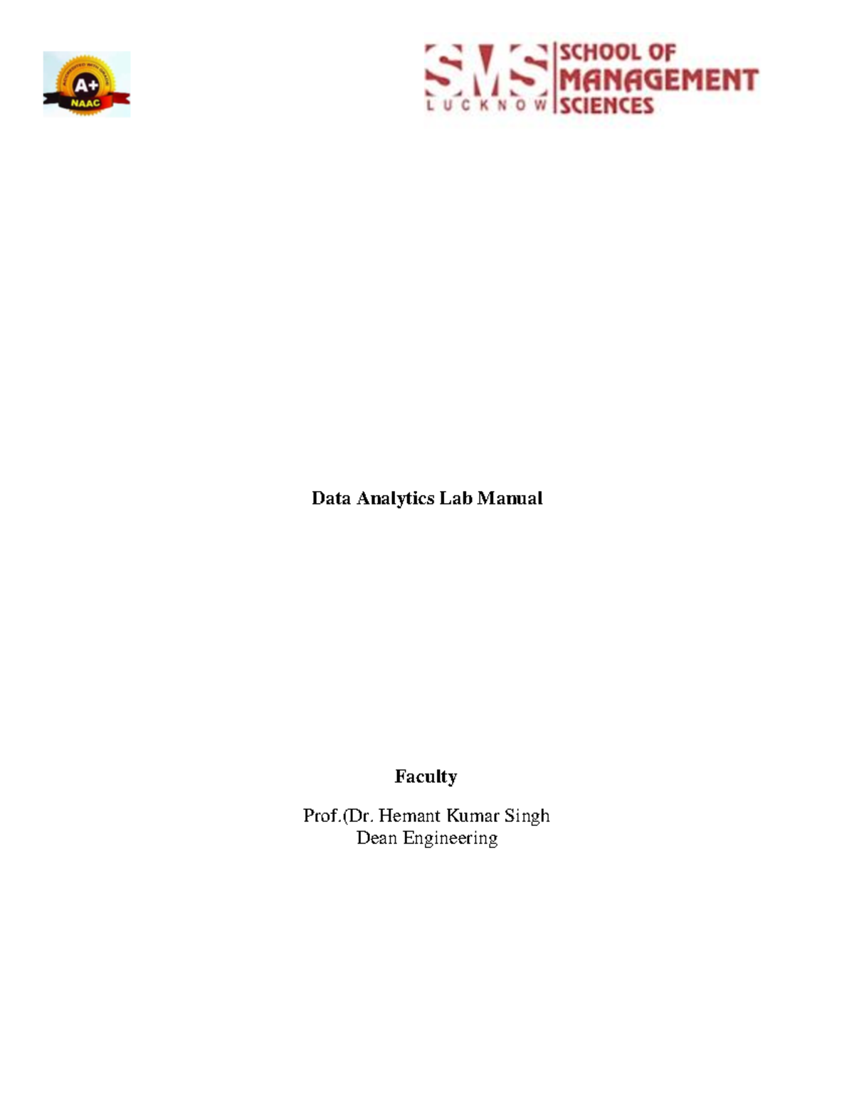 Data Analytics Lab Manual Data Analytics Lab Manual Faculty Prof.(Dr