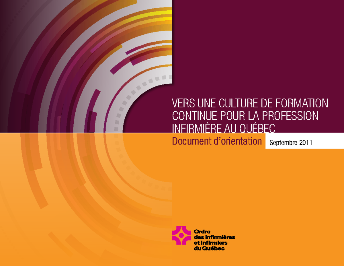 Vers une culture de formation continue pour la profession infirmiere au — free download