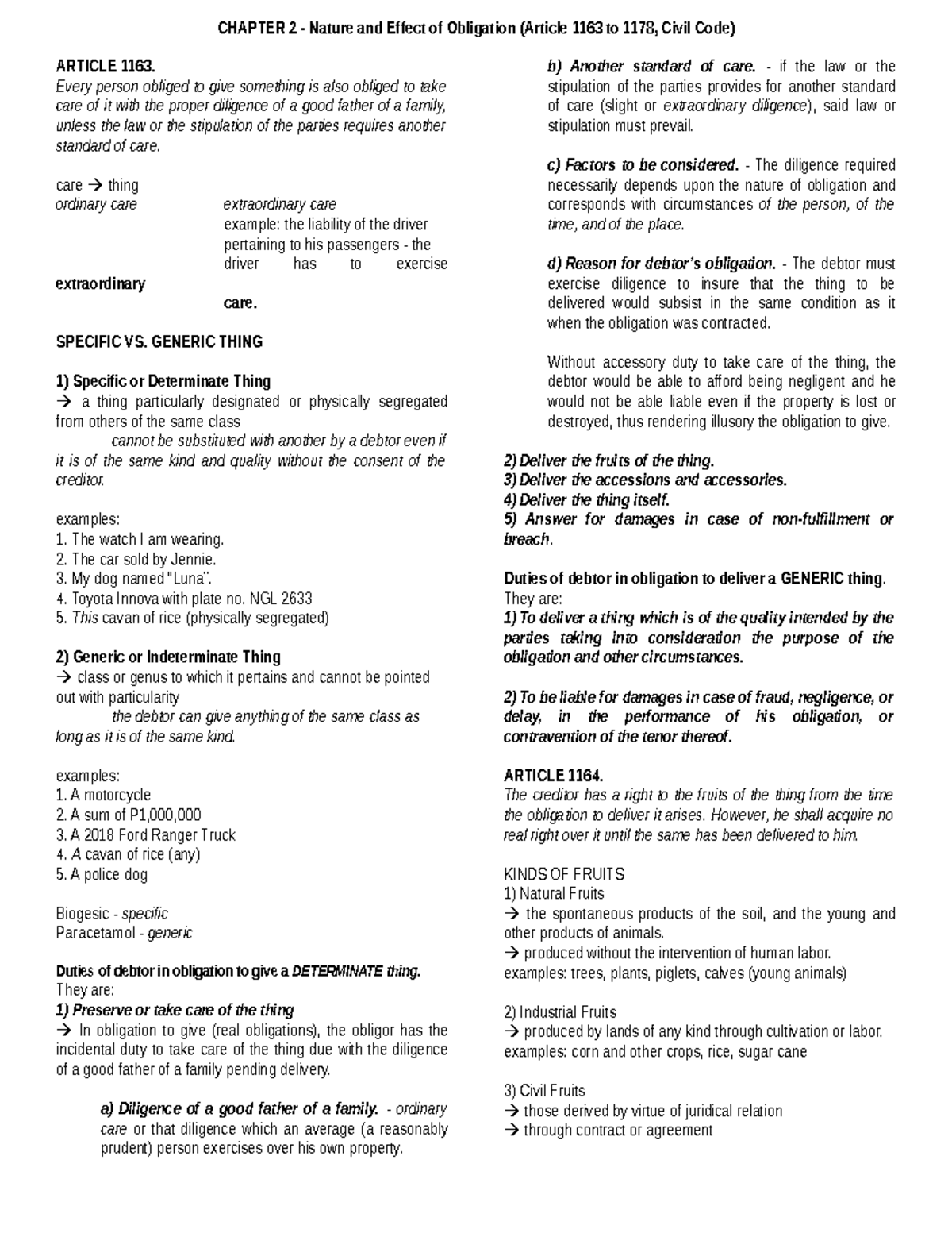 Chapter 2 Oblicon - Obligations And Contracts - CHAPTER 2 - Nature And ...