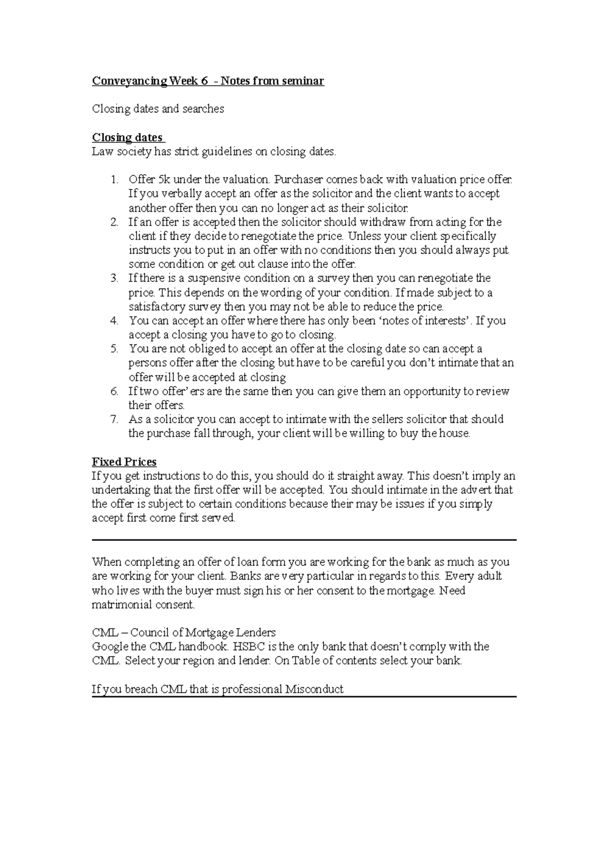 Conveyancing Week 6 - Notes from lecture - Conveyancing Week 6 - Notes ...