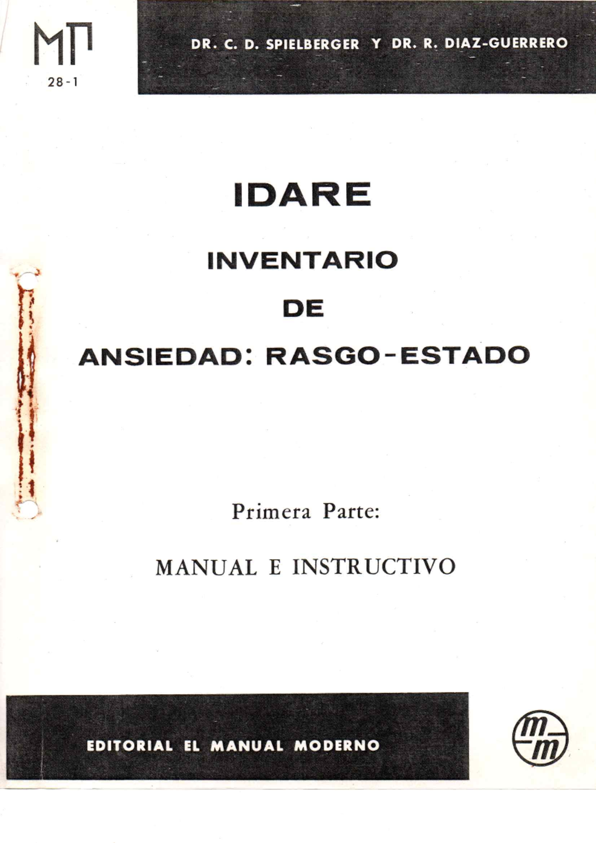 Idare Inventario De Ansiedad Rasgo-Estado - Editorial Manual Moderno ...