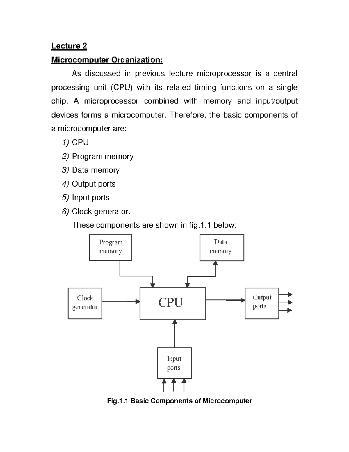 Microcomputer - Microprocessor lecture sheets are educational materials ...