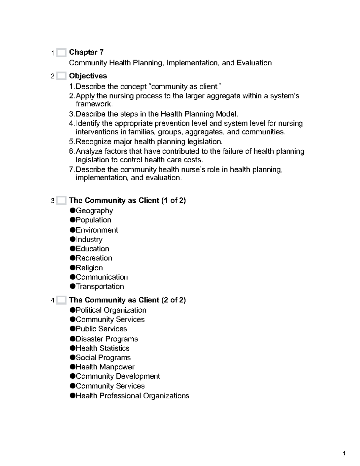 Community health planning - 1 Chapter 7 Community Health Planning ...