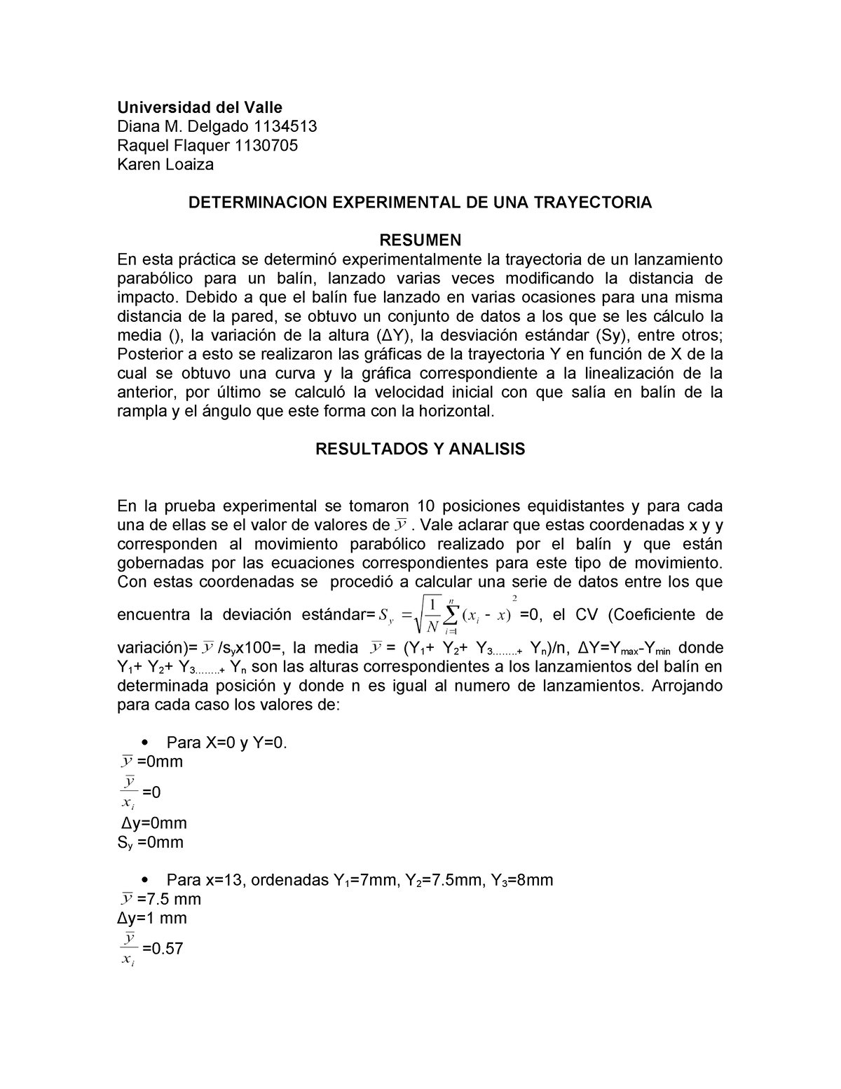 Determinacion Experimental De Una Trayectoria - Universidad Del Valle ...