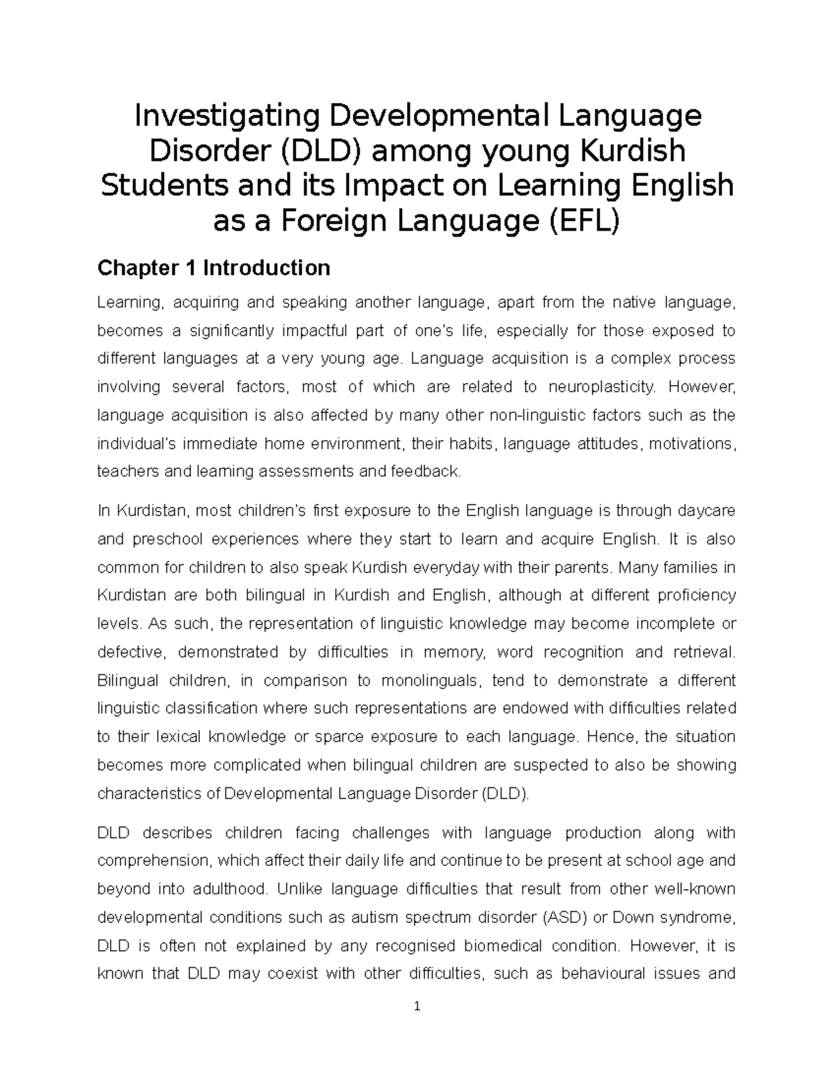 DLDDevelopmental Learning Disorder Investigating Developmental