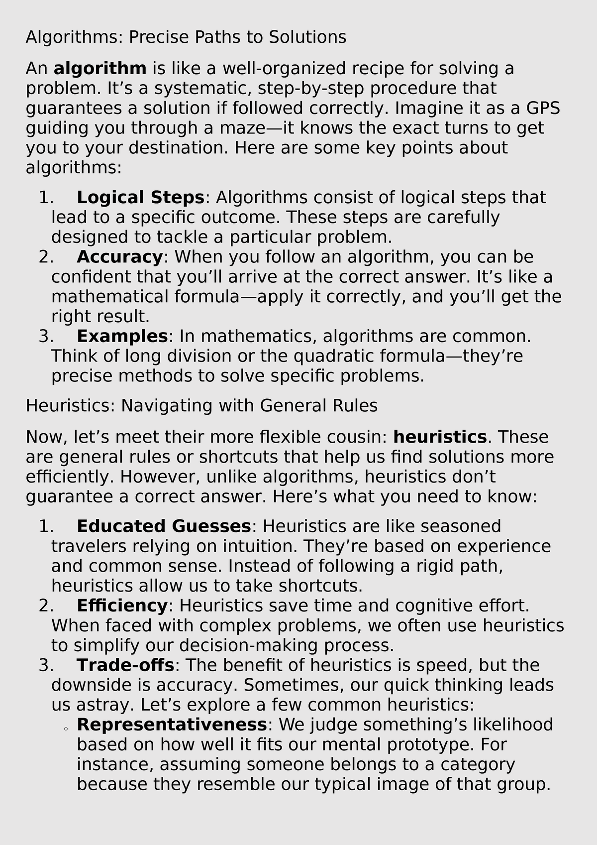 Mpc001 - Algorithms: Precise Paths to Solutions An algorithm is like a ...