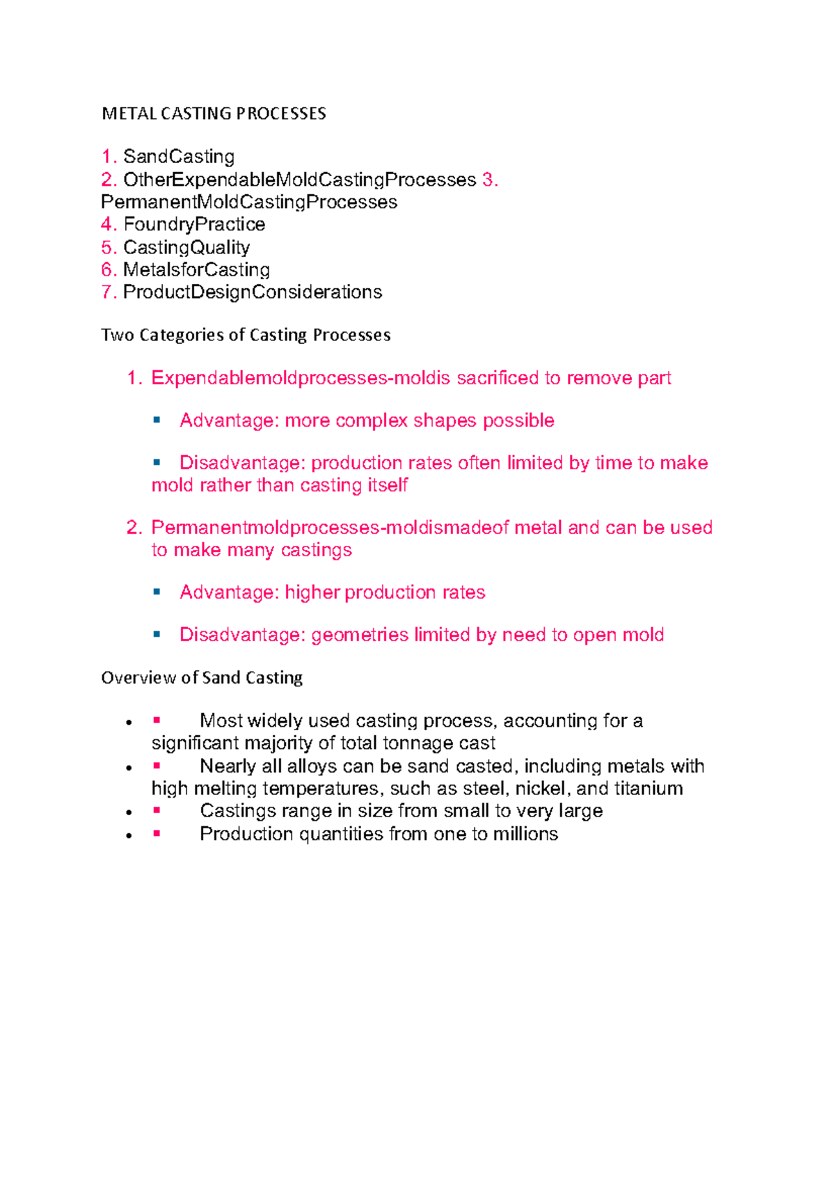 Metal Casting Processes Lecture-1 - METAL CASTING PROCESSES 1 ...