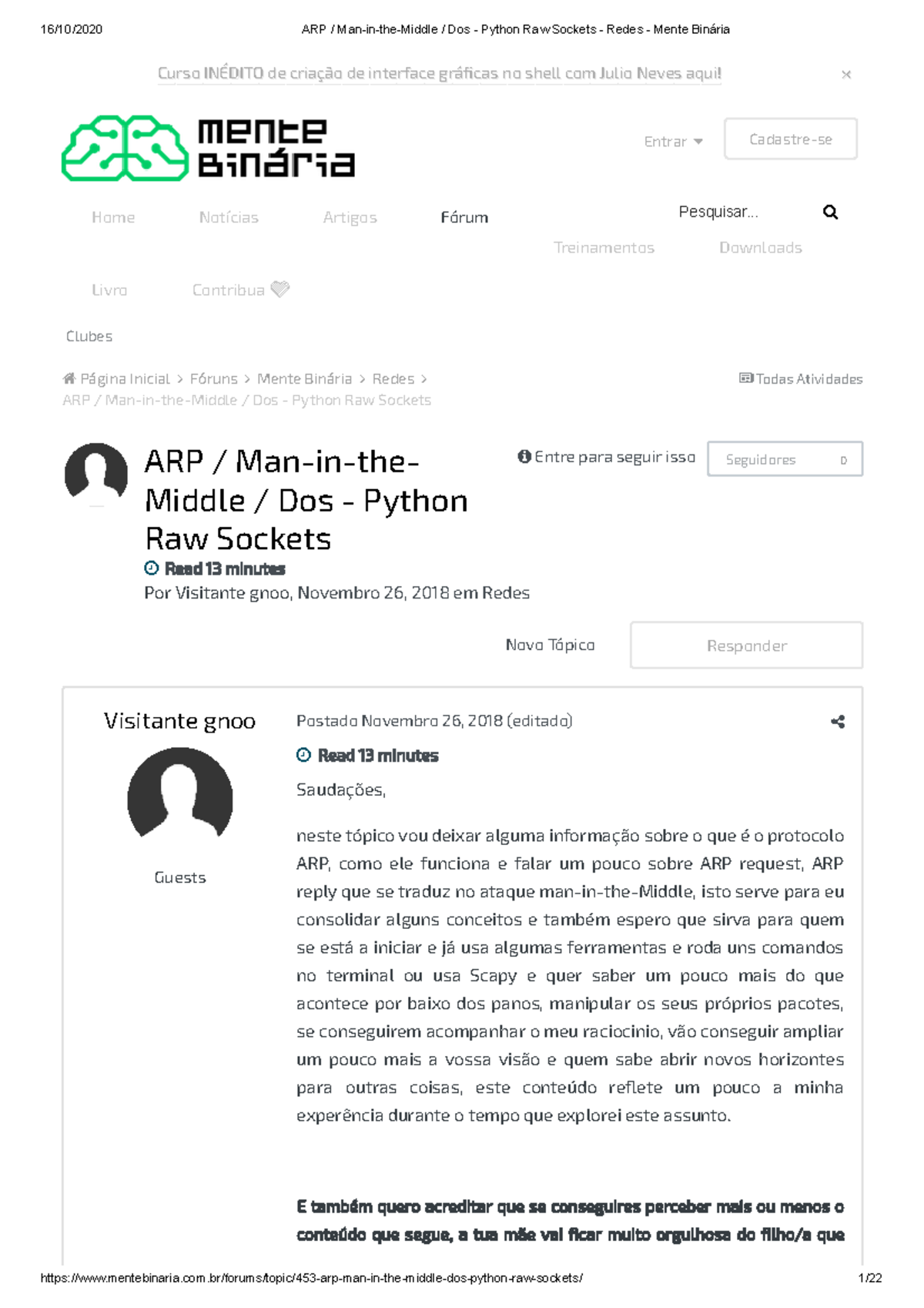 ARP Man in the Middle DOS - Python Sockets - Entrar Cadastre-se Novo ...