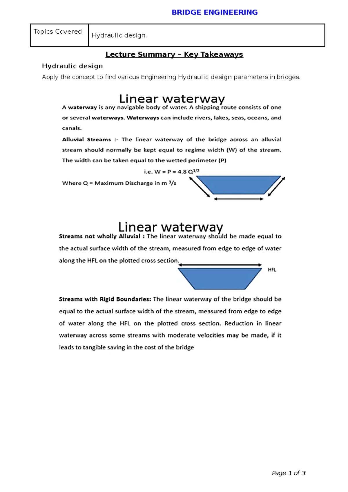 Hydraulic design bridge engineering BRIDGE ENGINEERING Topics