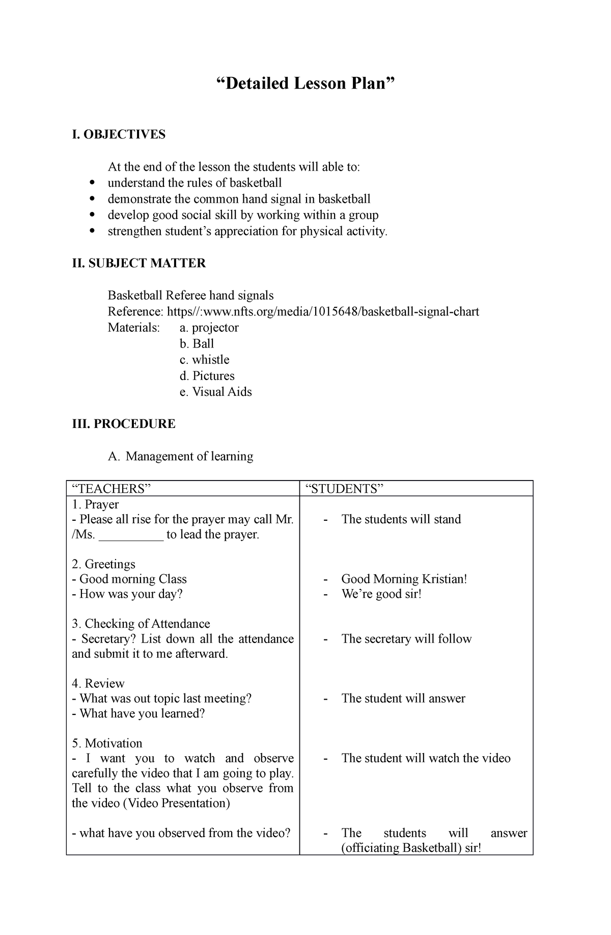 355336096 Detailed Lesson Plan Sample - “Detailed Lesson Plan” I ...