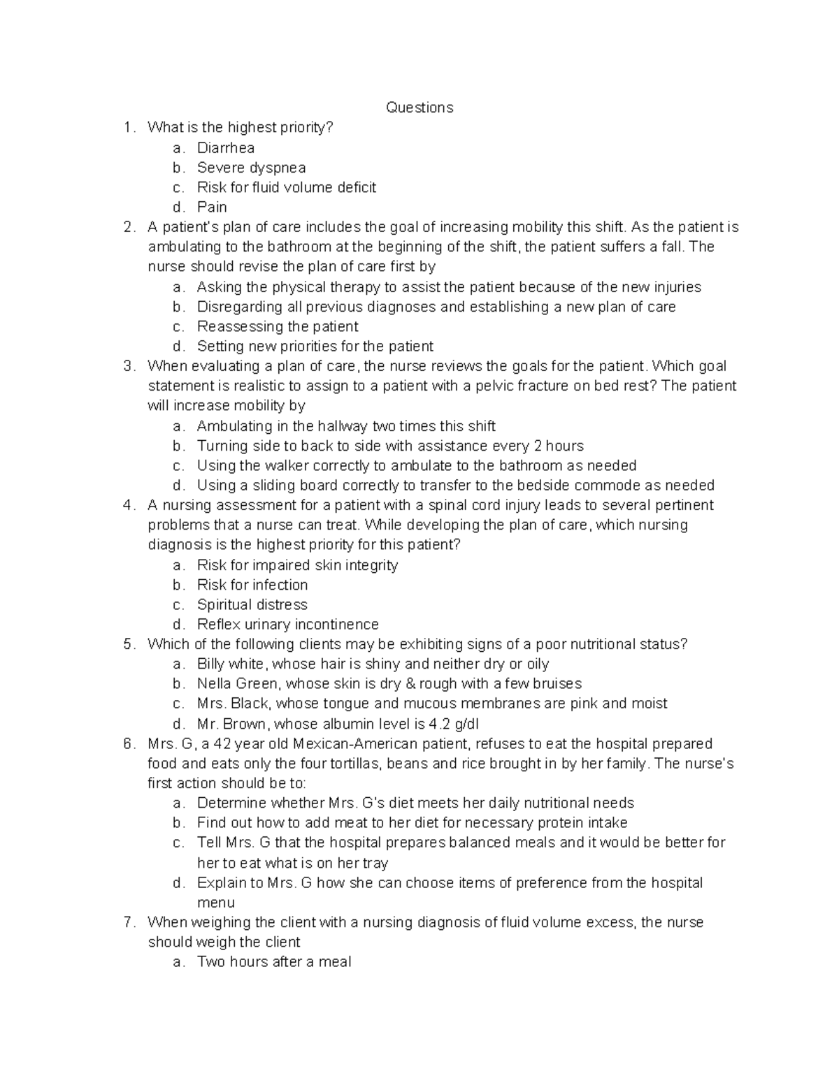 Foundations Exam 2 Practice - Questions What Is The Highest Priority? A ...