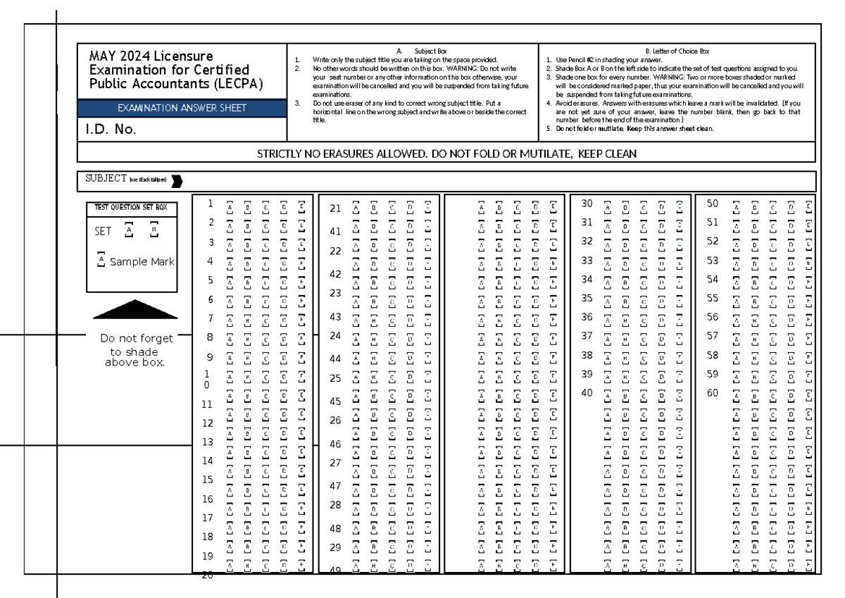 cpale answer sample MAY 2024 Licensure Examination for Certified