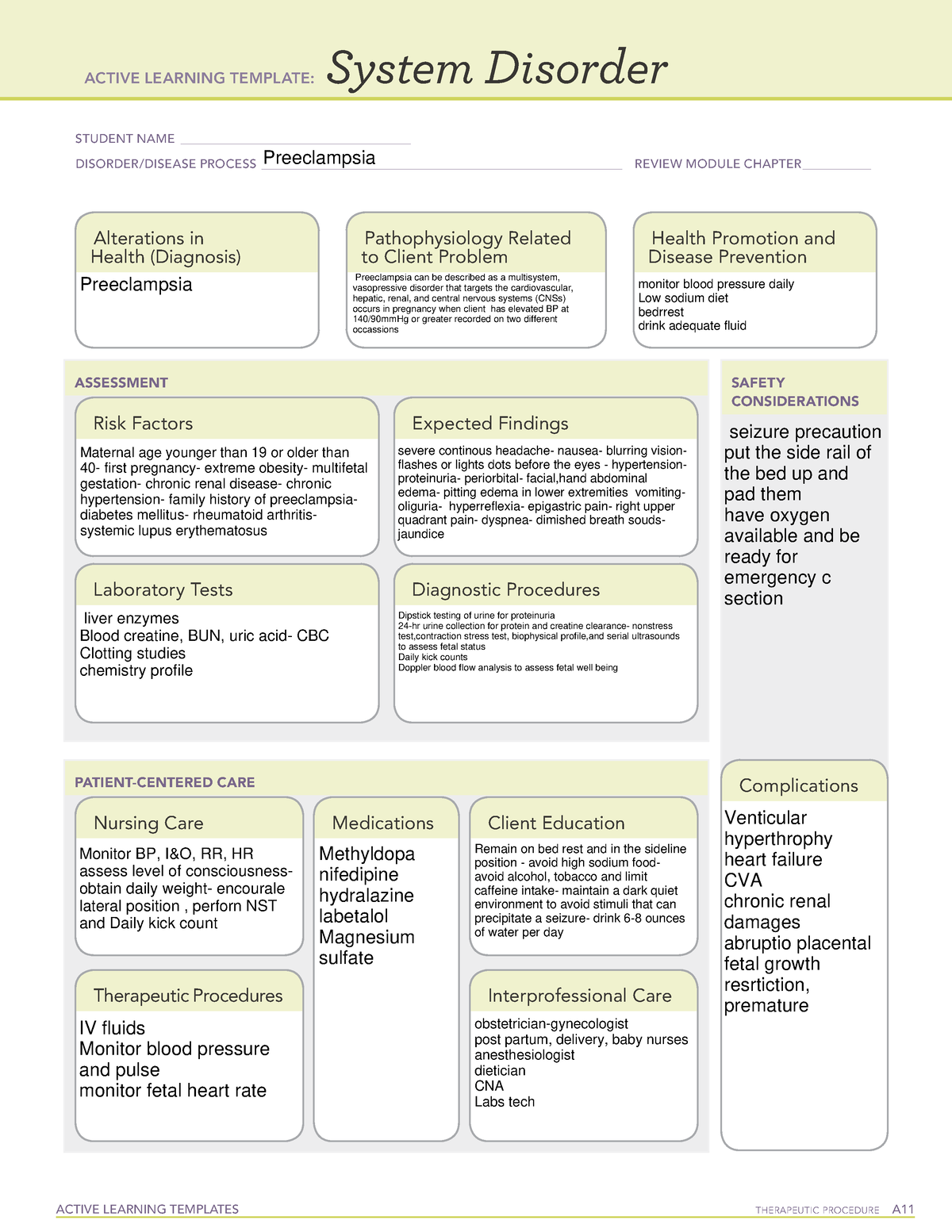 Preeclampsiaaa - Lecture notes 1 - ACTIVE LEARNING TEMPLATES ...