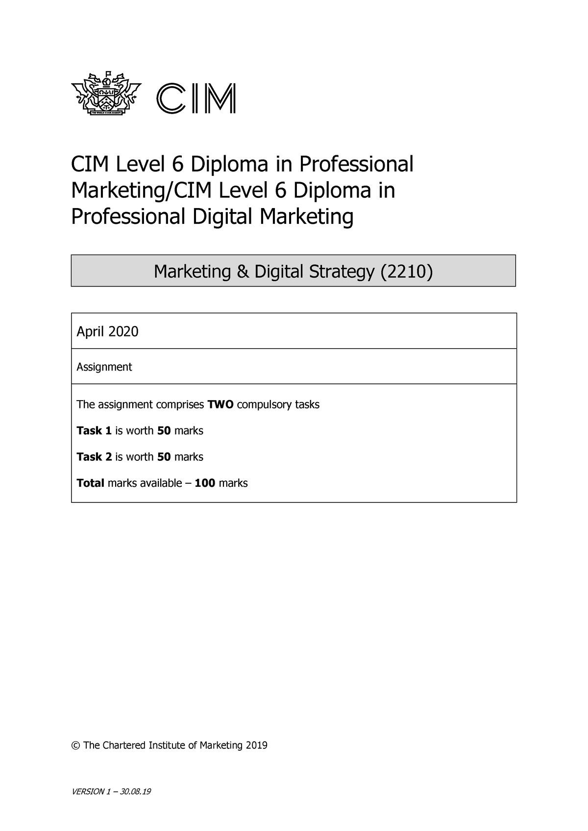cim marketing and digital strategy assignment example