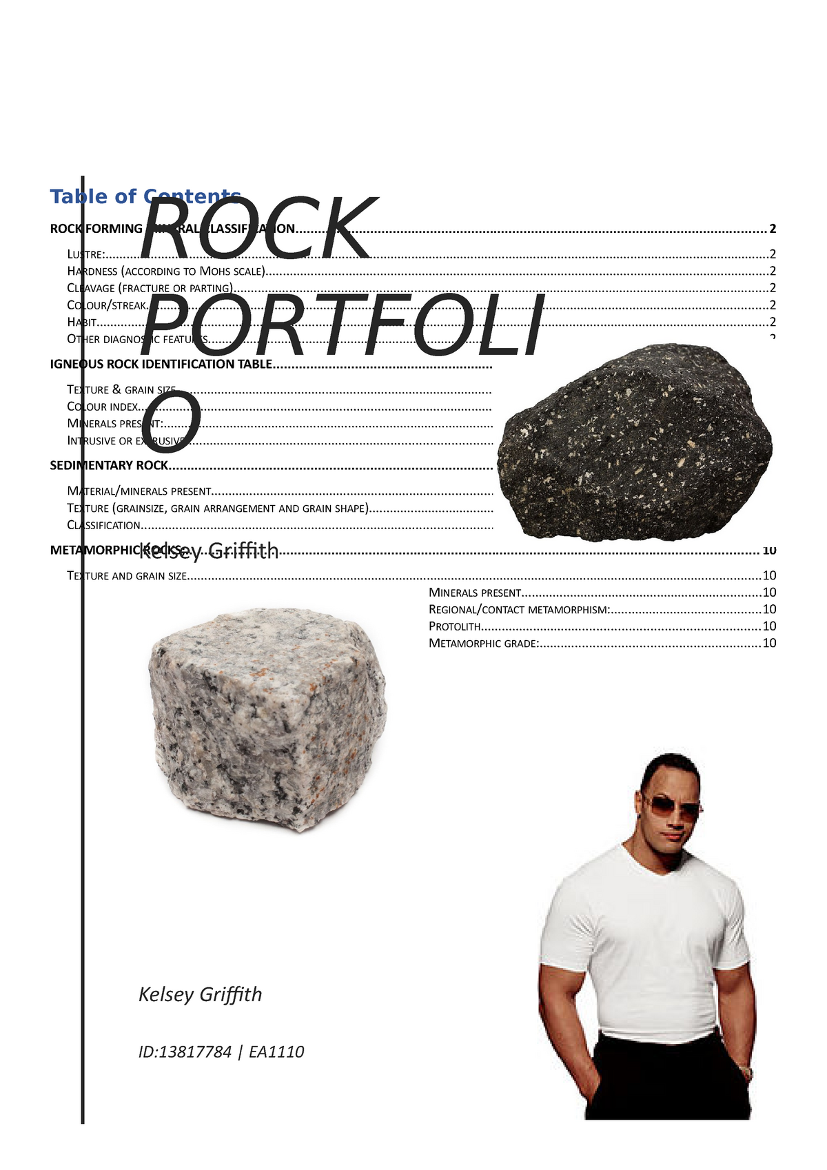 Rock Portfolio Table Of Contents ROCK FORMING MINERAL Studocu