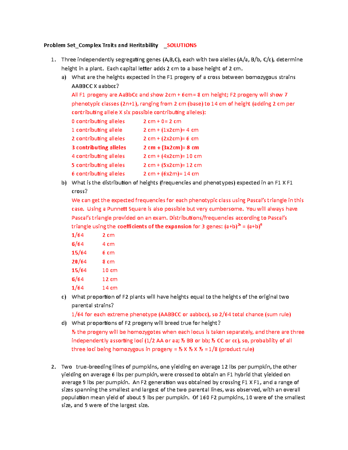Solutions Prob Set Complex traits and Heritability S20 - Problem Set ...