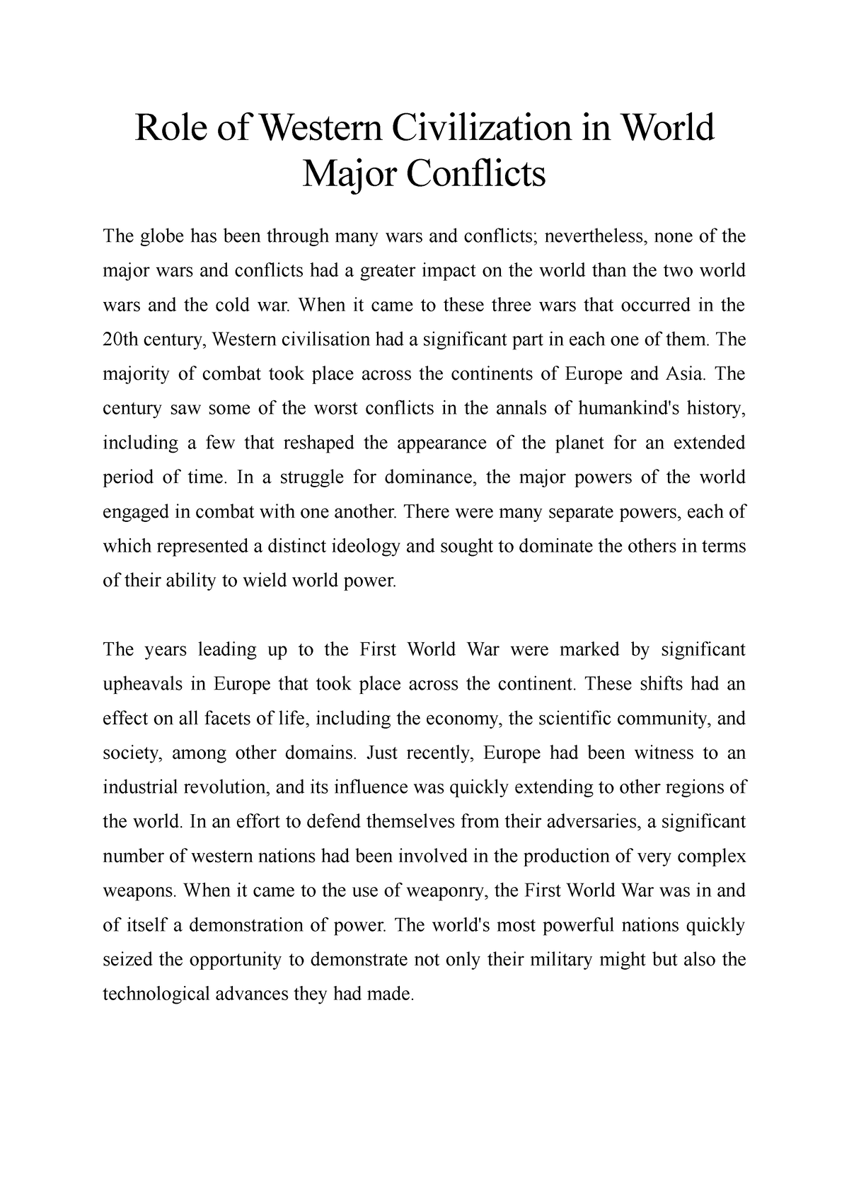 role-of-western-civilization-in-world-major-conflicts-role-of-western