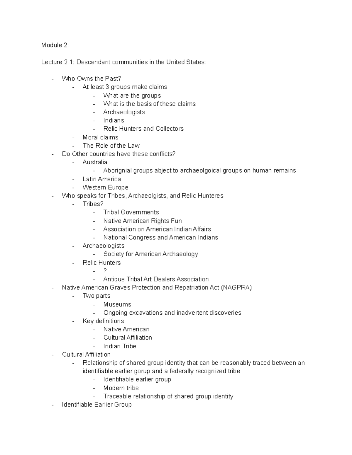 Module 2 Notes - Module 2: Lecture 2: Descendant communities in the ...