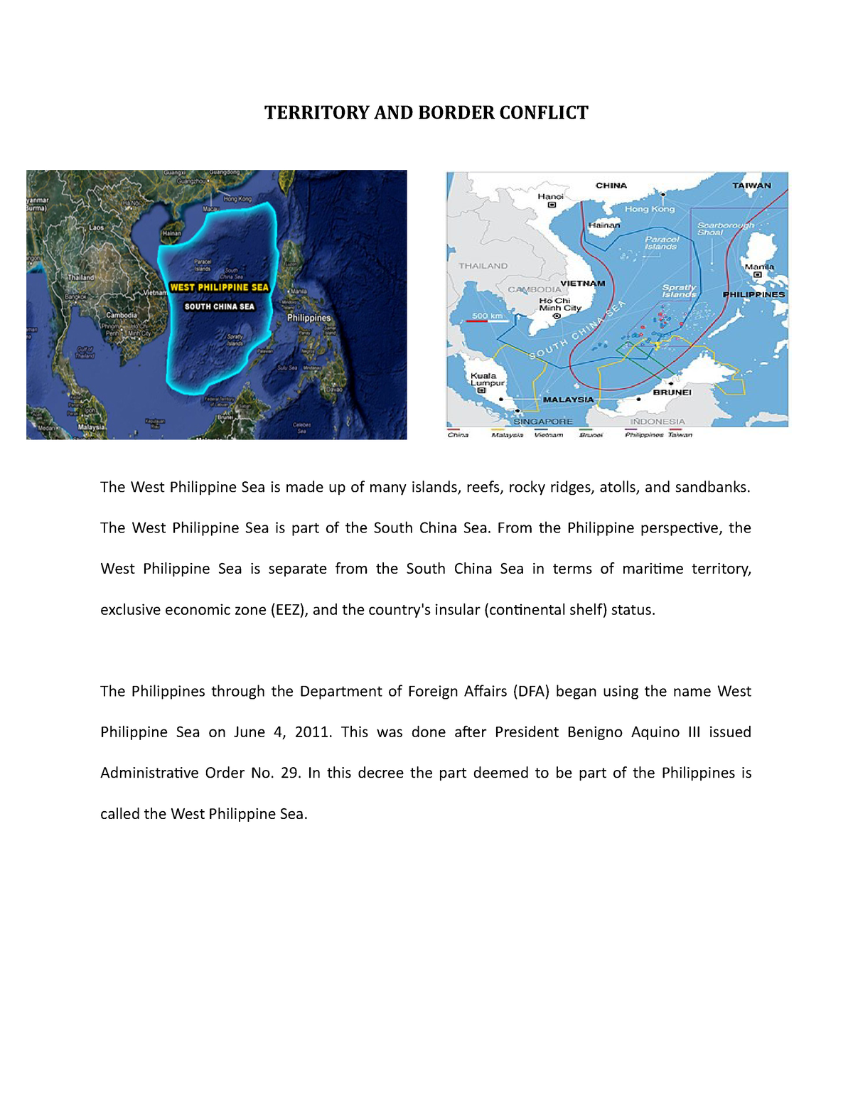 Territory AND Border Conflict - TERRITORY AND BORDER CONFLICT The West ...