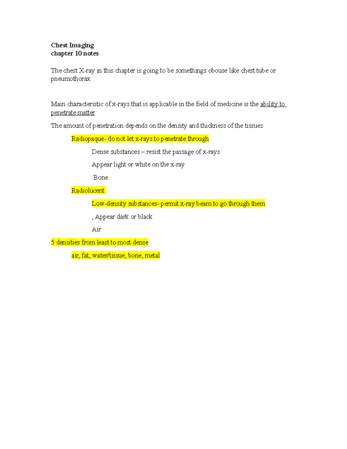 Chest Imaging class notes Chest Imaging chapter 10 notes The chest