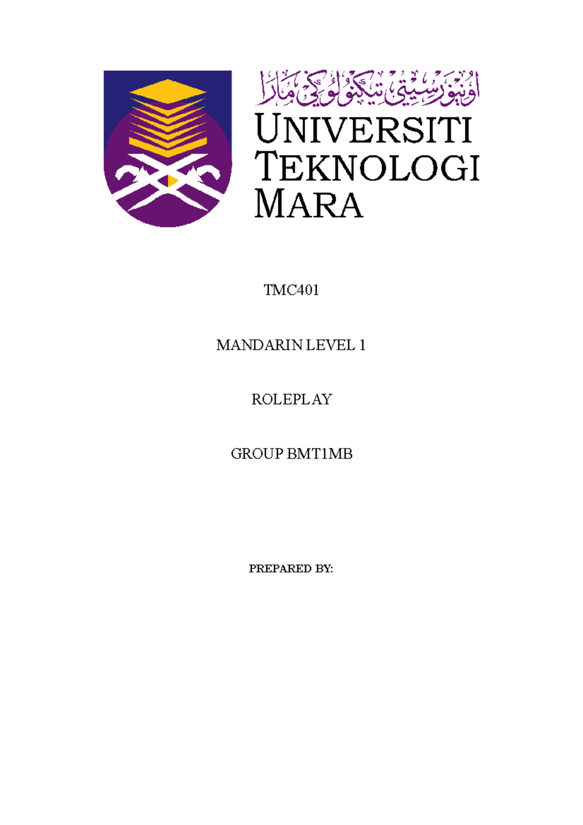 Mandarin Script Project Bahasa - TMC MANDARIN LEVEL 1 ROLEPLAY GROUP ...