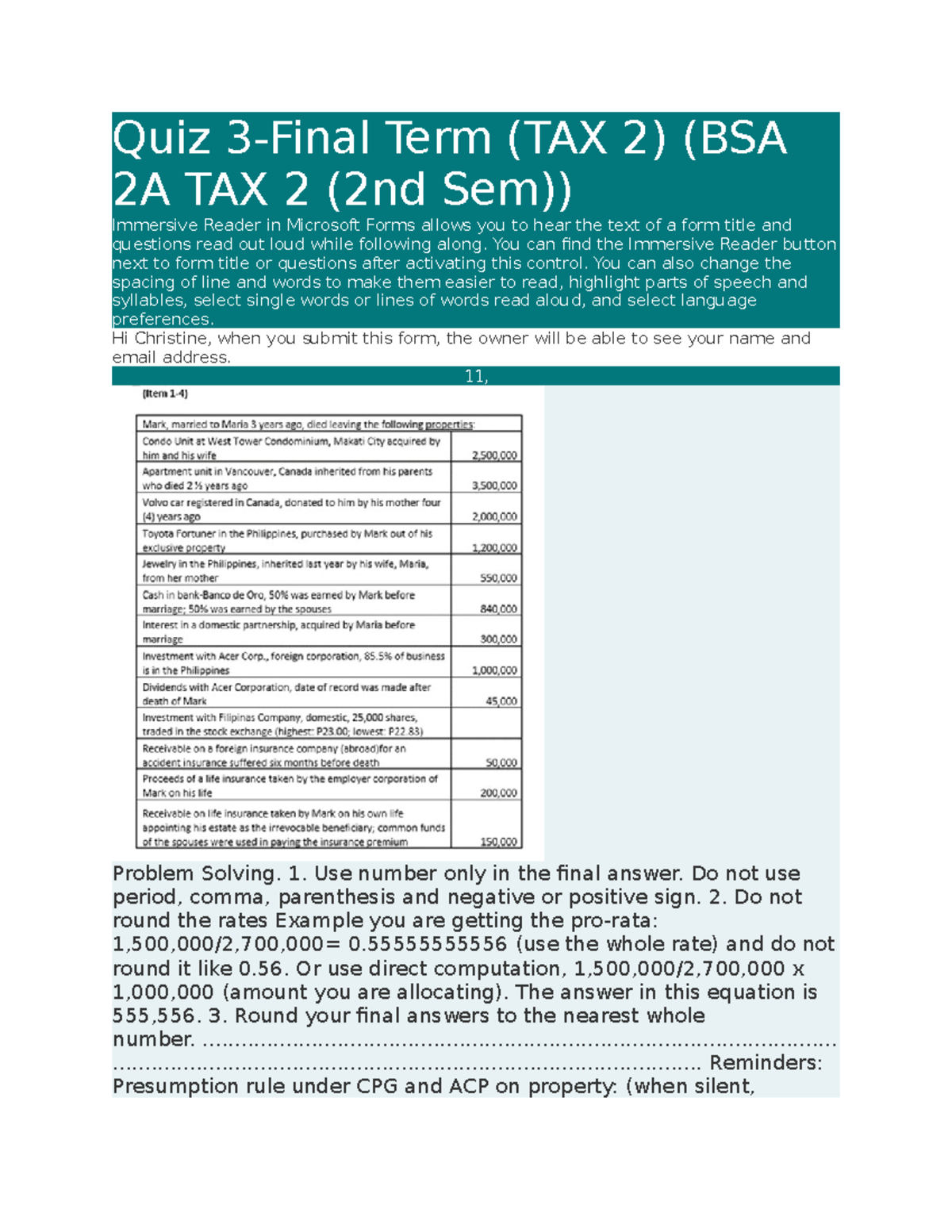 TAX2Q3 - Sndjxixiskisus - Quiz 3-Final Term (TAX 2) (BSA 2A TAX 2 (2nd ...