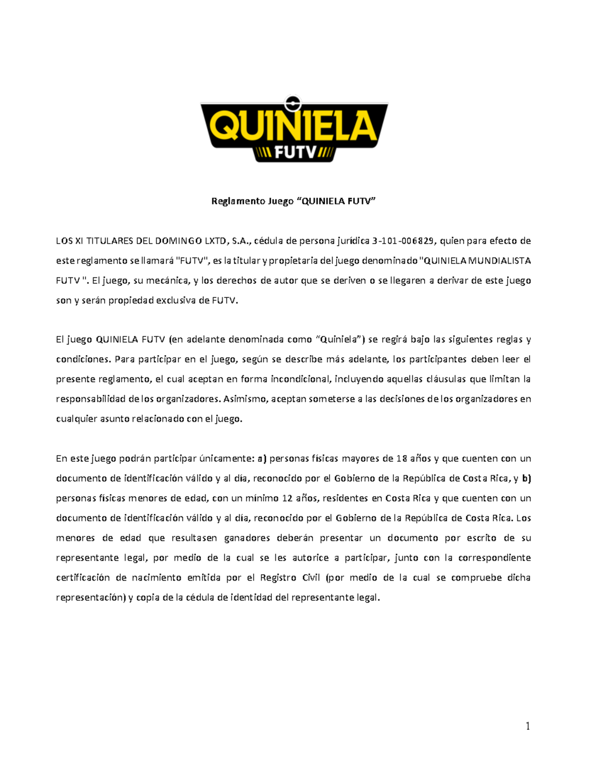 Reg quiniela FUTV - Reglas - Reglamento Juego “QUINIELA FUTV” LOS XI ...