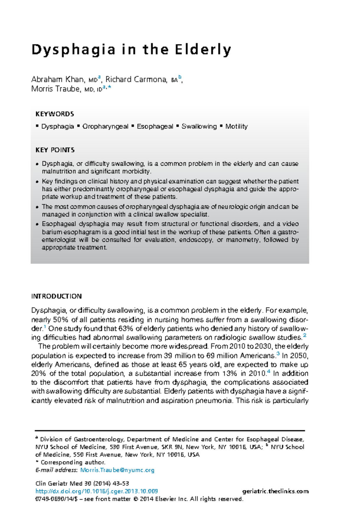 Khan2014 Dysphagia in the Elderly - Dysphagia in the Elderly Abraham ...