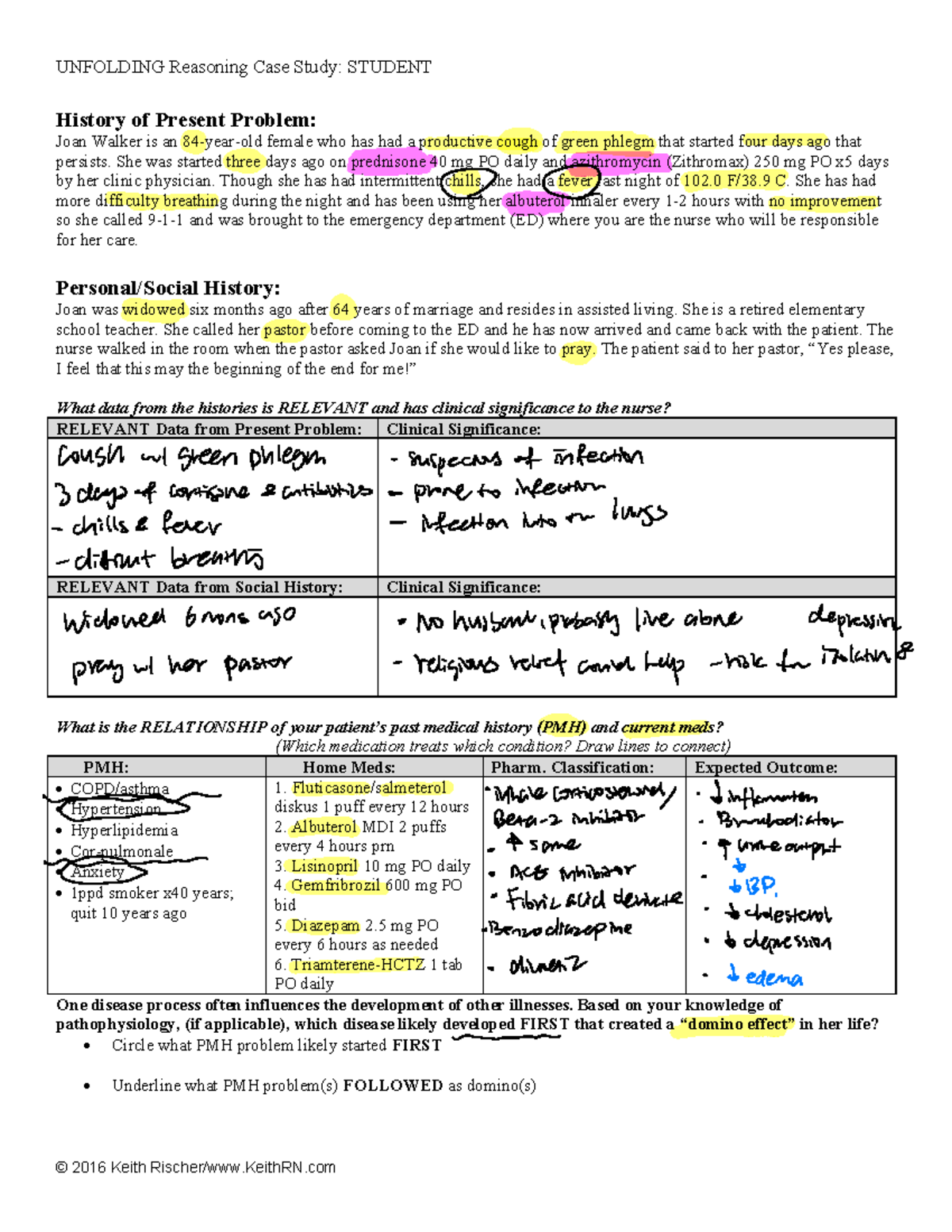 ADN 250 Week 2 Case Study 2 - UNFOLDING Reasoning Case Study: STUDENT ...