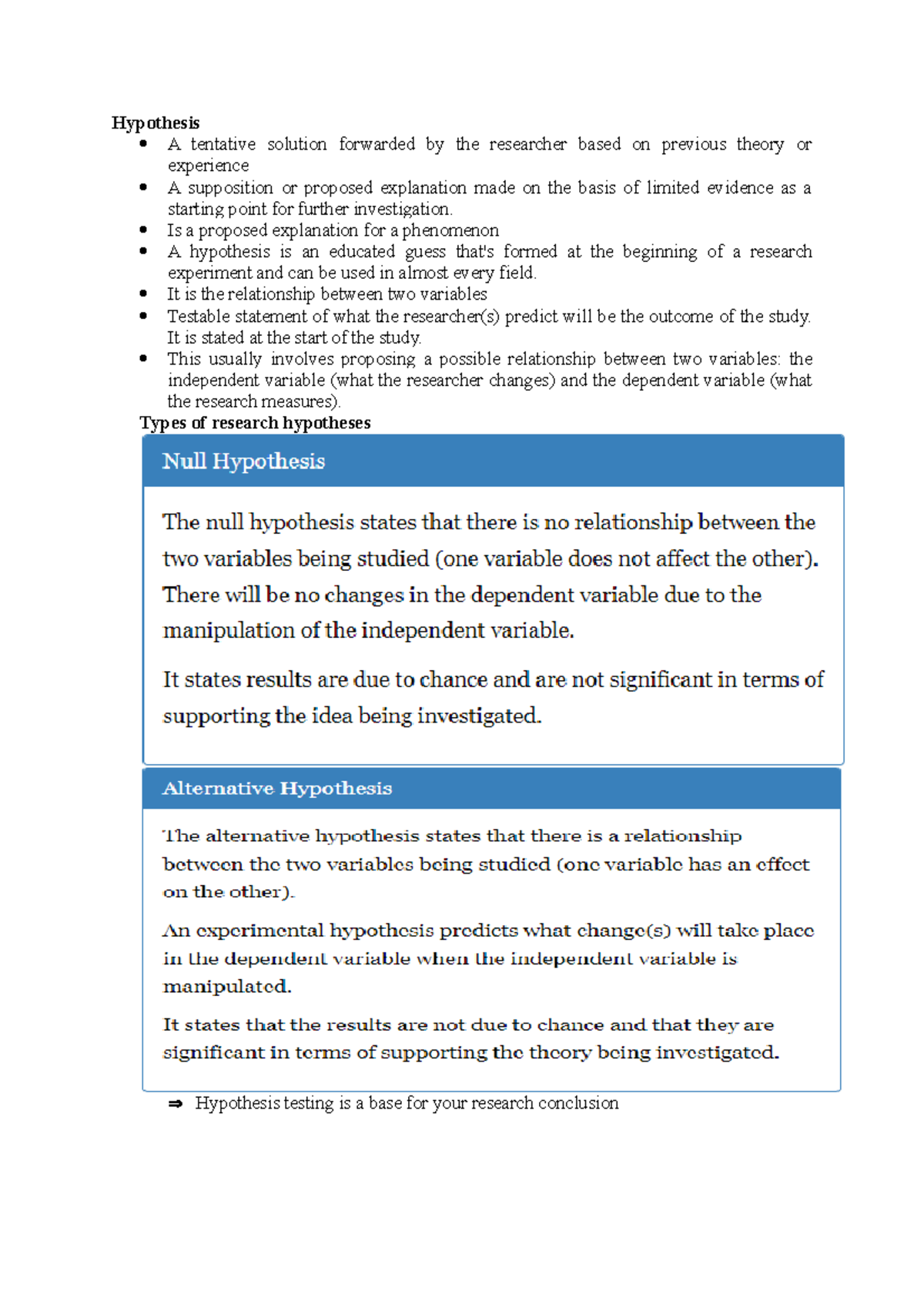 IS Workshop Note -5 - Hypothesis A tentative solution forwarded by the ...